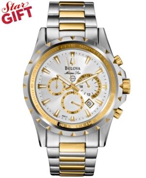 Bulova Men's Chronograph Marine Star Two-tone Stainless Steel Bracelet Watch 42mm 98b014