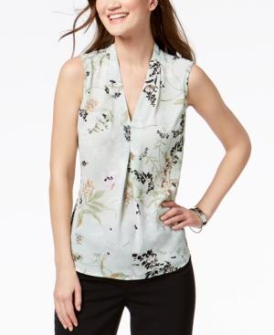 Nine West Pleated Floral-print Top