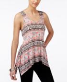 Ultra Flirt Juniors' Striped Asymmetrical-hem Tank Top