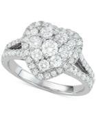 Diamond Heart Cluster Engagement Ring (1-1/2 Ct. T.w.) In 14k White Gold