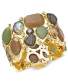 Inc International Concepts Gold-tone Multi Stone And Imitation Abalone Stretch Bracelet, Only At Macy's