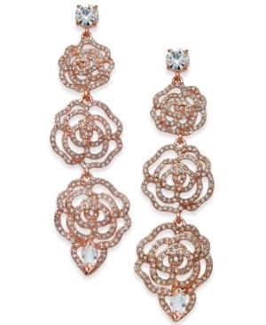Kate Spade New York 14k Rose Gold-plated Pave Rose Triple Drop Earrings