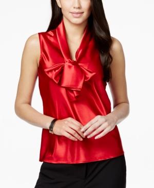 Nine West Satin Tie-neck Top