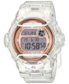 Baby-g Women's Digital Clear Resin Strap Watch 45x42mm Bg169g-7b