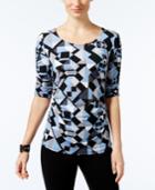 Alfani Printed Ruched Top, Only At Macy's