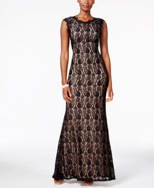 B & A By Betsy & Adam Lace Mermaid Gown
