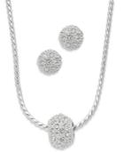 Charter Club Silver-tone Glass Crystal Necklace And Stud Earrings