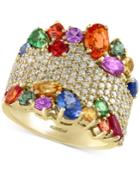 Watercolors By Effy Multi-gemstone (4-1/2 Ct. T.w.) And Diamond (1-1/12 Ct. T.w.) Statement Ring In 14k Gold