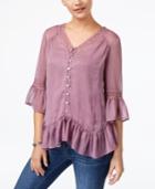 Style & Co Asymmetrical Flounce Blouse, Created For Macy's