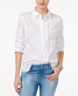 Tommy Hilfiger Plaid Ruffled Shirt, Only At Macy's