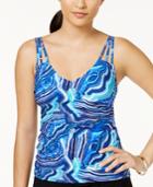 Profile By Gottex Marble-print Tankini Top Women's Swimsuit