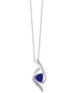 Effy Tanzanite Royale Tanzanite (1-1/2 Ct. T.w.) And Diamond Accent Pendant Necklace In 14k White Gold, Created For Macy's