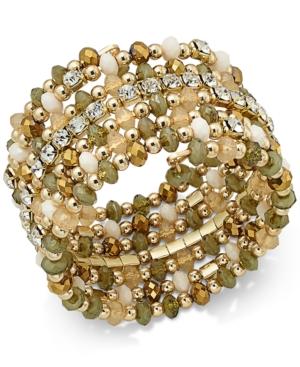 Inc International Concepts Gold-tone Multi-beaded Coil Bracelet, Only At Macy's