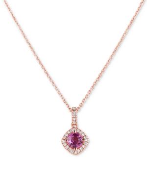 Pink Sapphire (3/4 Ct. T.w.) & Diamond (1/8 Ct. T.w.) 16 Pendant Necklace In 14k Rose Gold