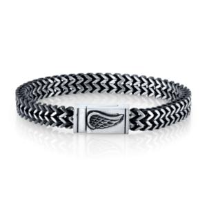 He Rocks Chain Bracelet With Wing Clasp In Stainless Steel, 8.5