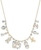 Kate Spade New York Gold-tone Crystal, Imitation Pearl, Flower & Bird Collar Necklace, 16 + 3 Extender
