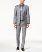 Tallia Men's Slim-fit Light Gray Wide Pinstripe Vested Wool Suit