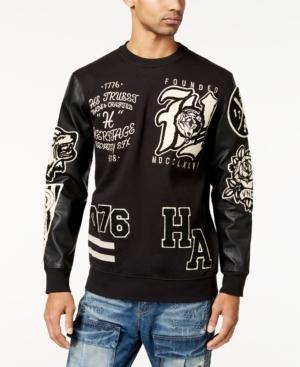 Heritage America Men's Sweater With Faux-leather Sleeves