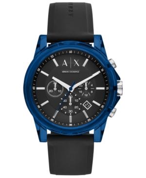 Ax Armani Exchange Men's Outer Banks Black Silicone Strap Watch 44mm