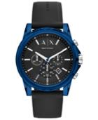 Ax Armani Exchange Men's Outer Banks Black Silicone Strap Watch 44mm