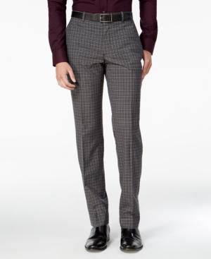 Bar Iii Men's Slim-fit Charcoal Check Dress Pants, Created For Macy's
