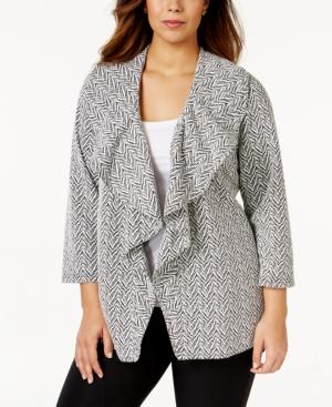 Calvin Klein Plus Size Ruffled Three-quarter-sleeve Soft Jacket