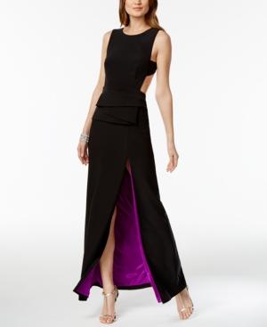 Betsy & Adam Open-back Two-tone Gown