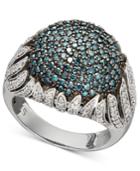 Diamond Ring, Sterling Silver Blue And White Diamond Dome Ring (1-1/2 Ct. T.w.)