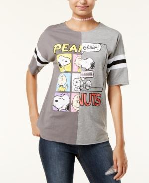 Peanuts Juniors' Squares Split-graphic T-shirt