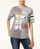 Peanuts Juniors' Squares Split-graphic T-shirt