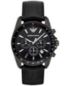 Emporio Armani Men's Chronograph Sigma Black Leather Strap Watch 44mm Ar6097