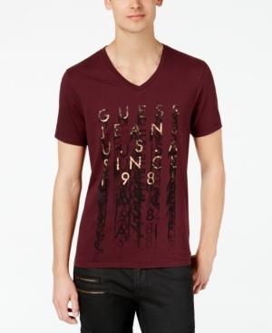 Guess Men's Blurred Logo-print V-neck T-shirt