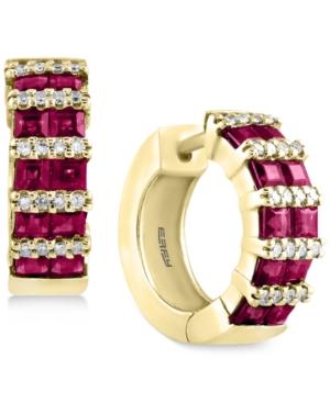 Amore By Effy Certified Ruby (1-9/10 Ct. T.w.) And Diamond (1/5 Ct. T.w.) Hoop Earrings In 14k Gold
