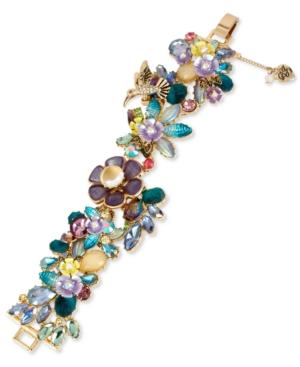 Betsey Johnson Gold-tone Multi-stone Flower Bracelet