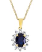 Lab-created Blue Sapphire (1-1/3 Ct. T.w.) & White Sapphire (1/2 Ct. T.w.) Pendant Necklace In 14k Gold-plated Sterling Silver