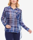 Two By Vince Camuto Cotton High-low Plaid Shirt