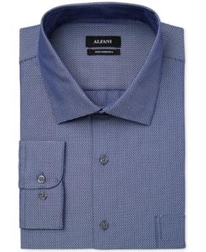 Alfani Black Men's Big And Tall Fitted Fit Performance Blue Texture Dress Shirt, Only At Macy's