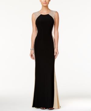 Xscape Petite Beaded Illusion Gown