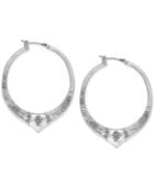 Lucky Brand Silver-tone Etched Metal Hoop Earrings