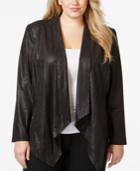 Tahari Asl Plus Size Faux-leather Draped Jacket