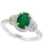 Final Call By Effy Emerald (1-1/8 Ct. T.w.) & Diamond (3/8 Ct. T.w.) Two-tone Ring In 14k Gold & White Gold