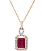 Effy Ruby (1-1/2 Ct. T.w.) And Diamond (1/5 Ct. T.w.) Pendant Necklace In 14k Gold
