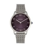Bertha Quartz Abby Collection Silver And Black Stainless Steel Watch 33mm