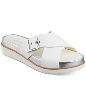 Guess Women's Deana Leather Cross Band Flatform Sandals Women's Shoes