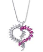 Ruby (1 Ct. T.w.) & Diamond Accent Heart Pendant Necklace In Sterling Silver