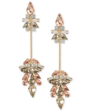 Abs By Allen Schwartz Gold-tone Multi-crystal Linear Drop Earrings