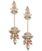 Abs By Allen Schwartz Gold-tone Multi-crystal Linear Drop Earrings