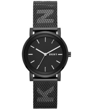 Dkny Women's Soho Black Stainless Steel Mesh Bracelet Watch 34mm, Created For Macy's