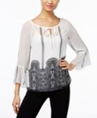Inc International Concepts Sheer Peasant Top, Only At Macy's