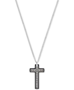 Swarovski Men's Stainless Steel And Gunmetal Pvd Crystal Cross Pendant Necklace